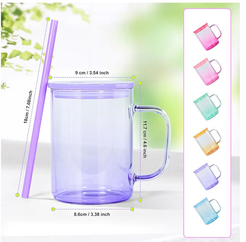 16 oz Ombre Glass Tumbler Mug, Green with Bookish Theme