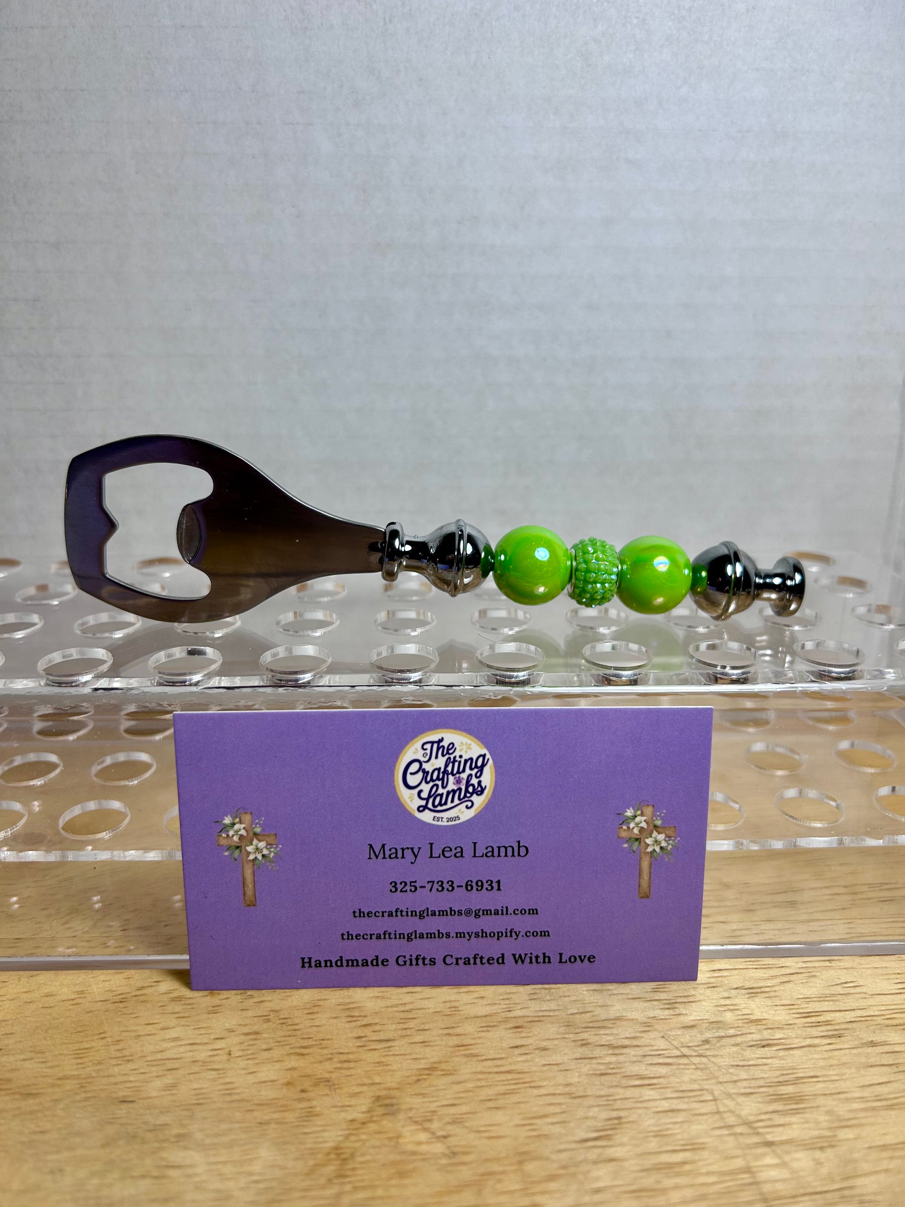Beaded Bottle Opener-Green