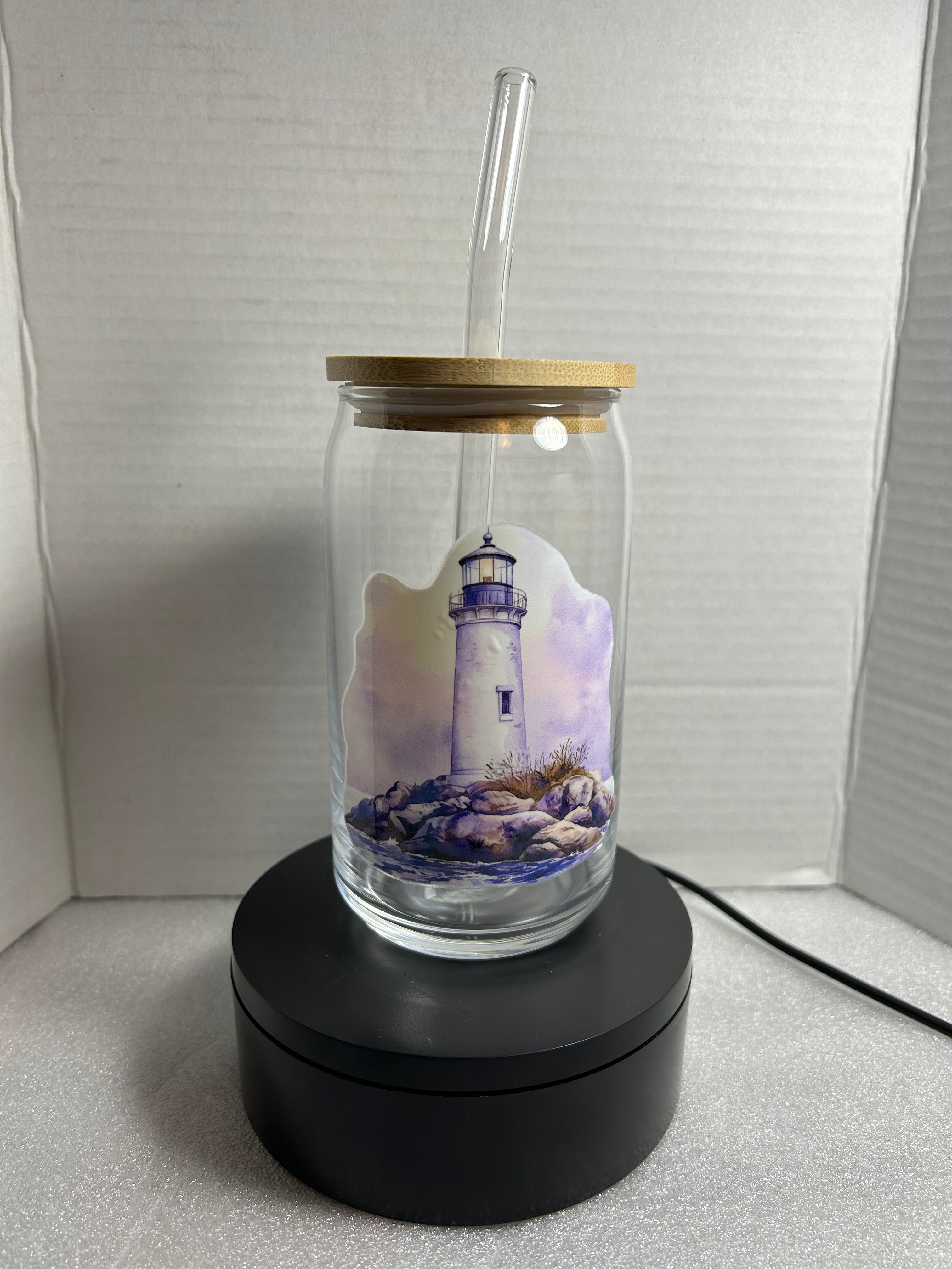 16 oz Glass Tumbler, Glass Straw featuring a Beautiful Design