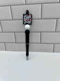 Stylo bille perlé - Silicone noir avec élément central thème « Don’t Judge »