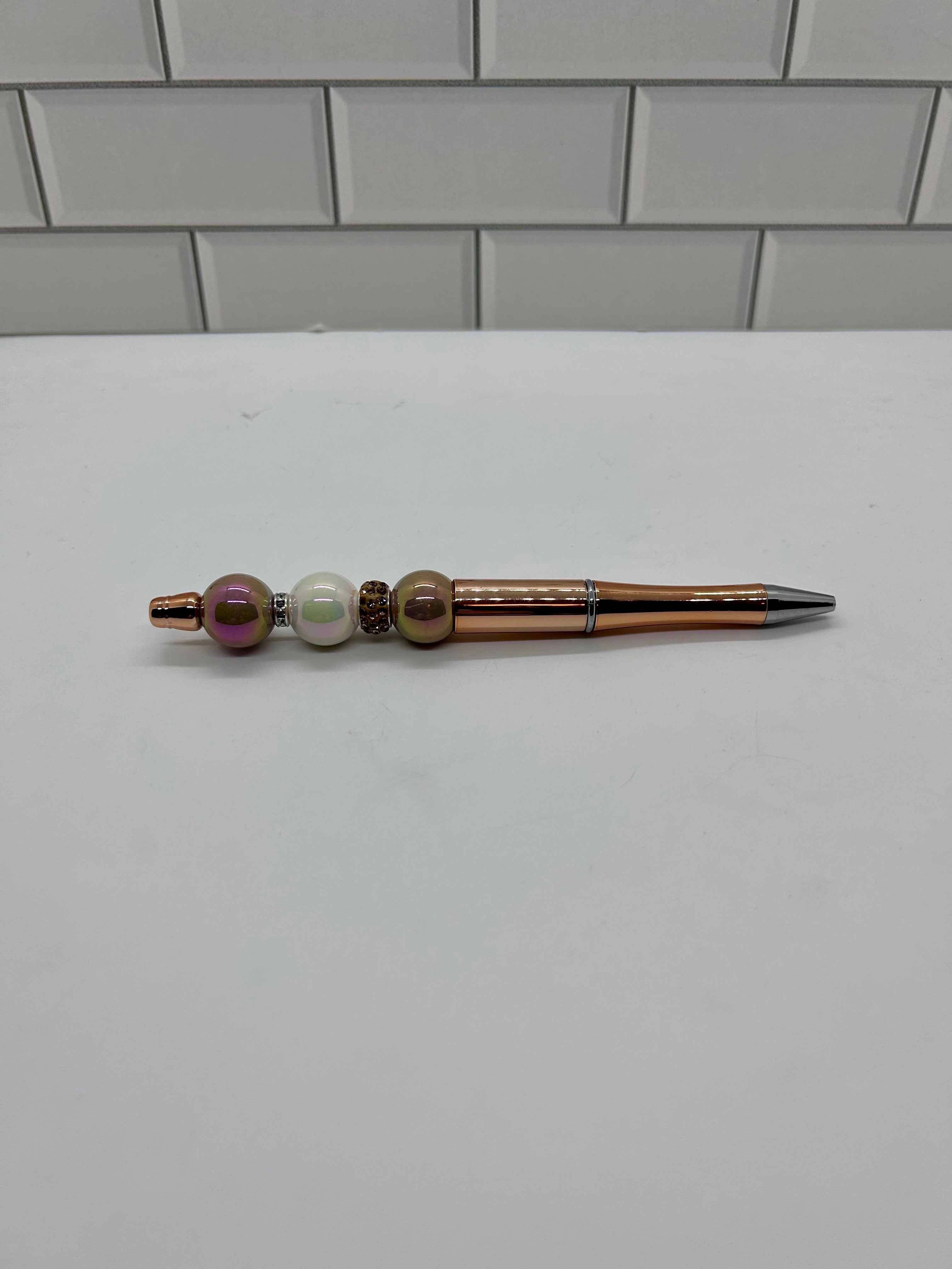 Beaded Ballpoint Pens-Metallic Copper Acrylic