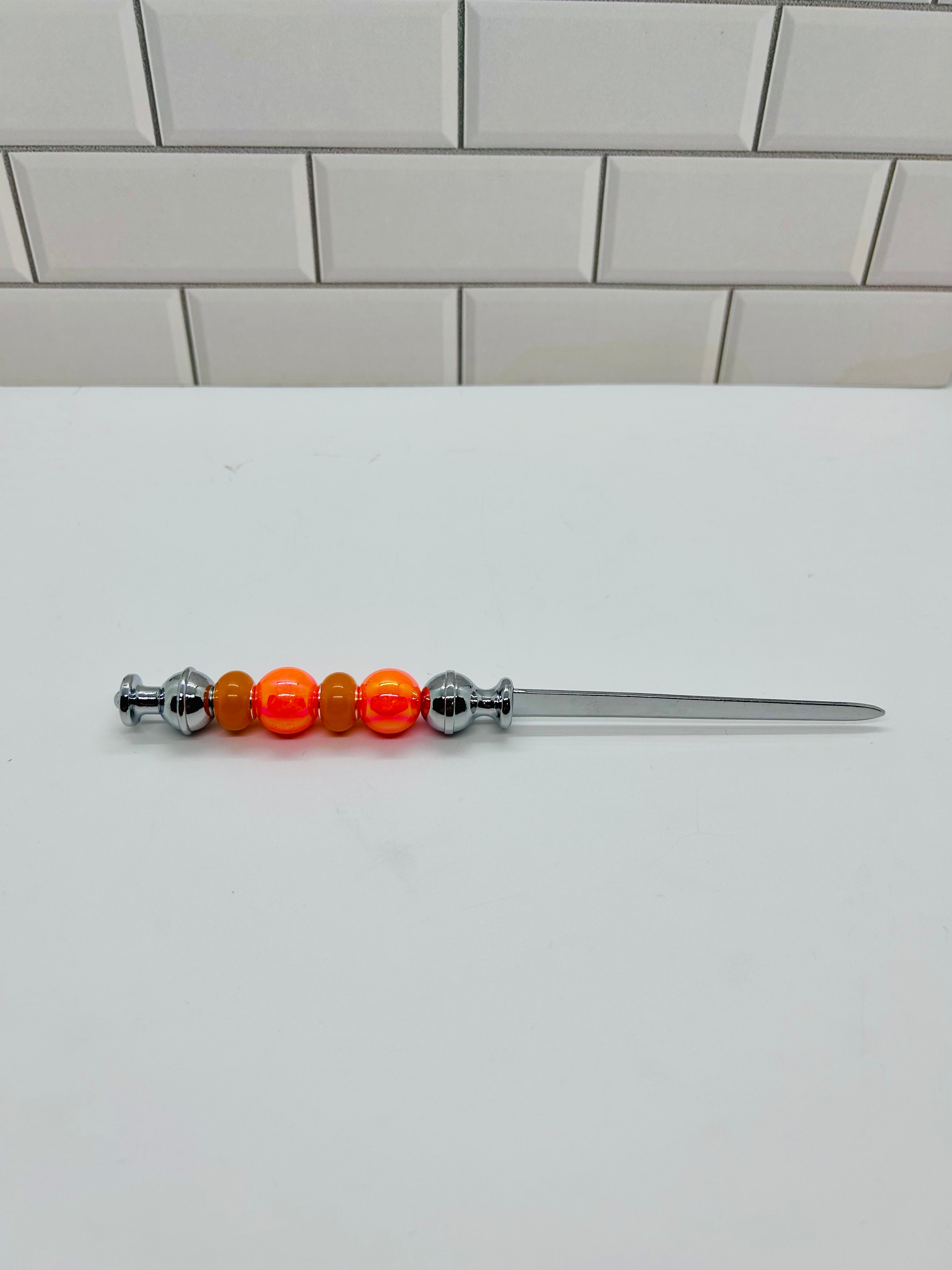 Beaded Letter Opener-Orange Acrylic