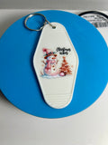 Retro Style Motel Keychain With Christmas Design