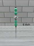 Beaded Pokey/Weeding Tool-6 inch-Green/Floral