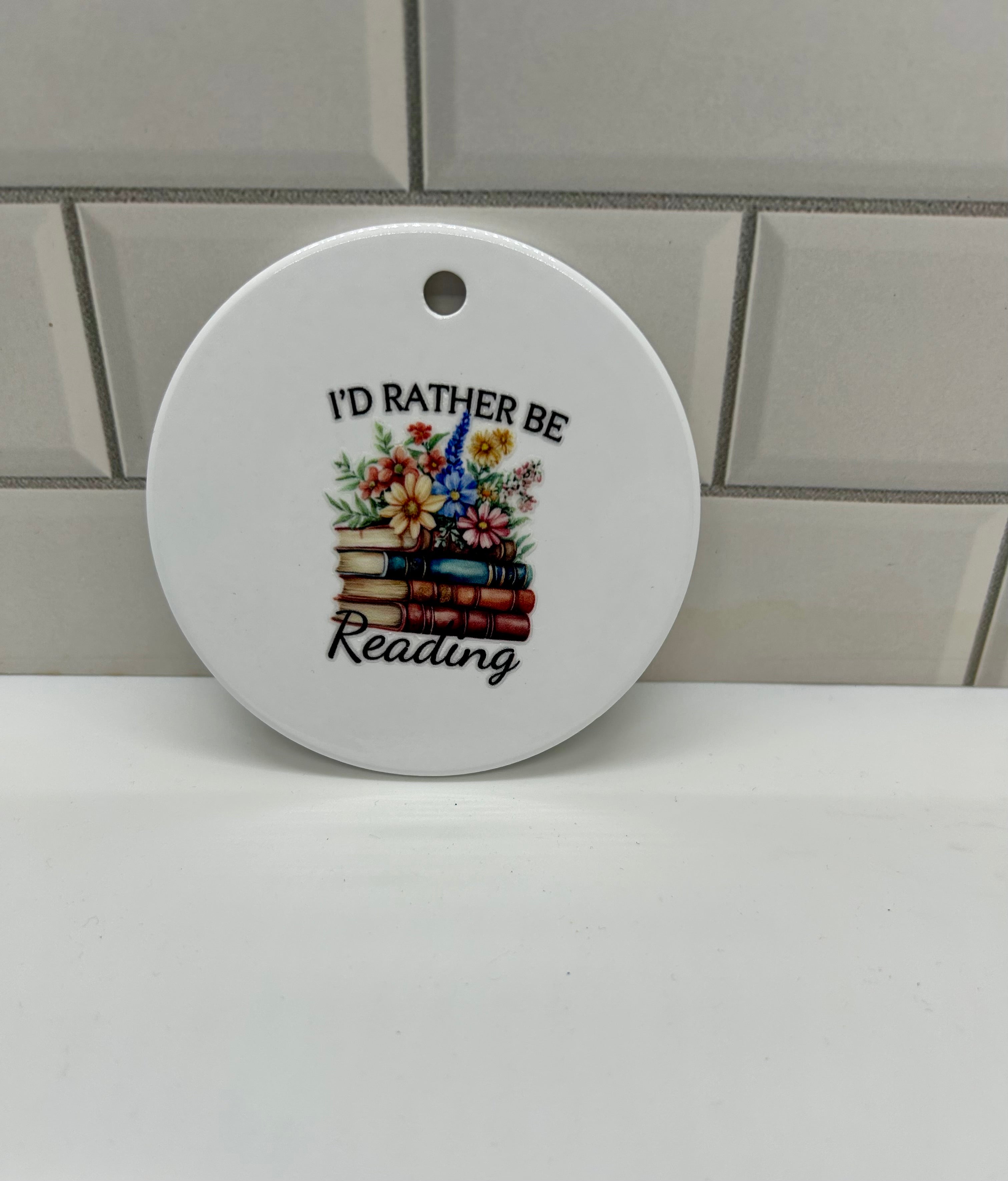 3x3 inch Ceramic Christmas Ornament featuring a Bookish Theme