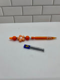 Crayon mécanique à perles-Silicone orange avec motif floral