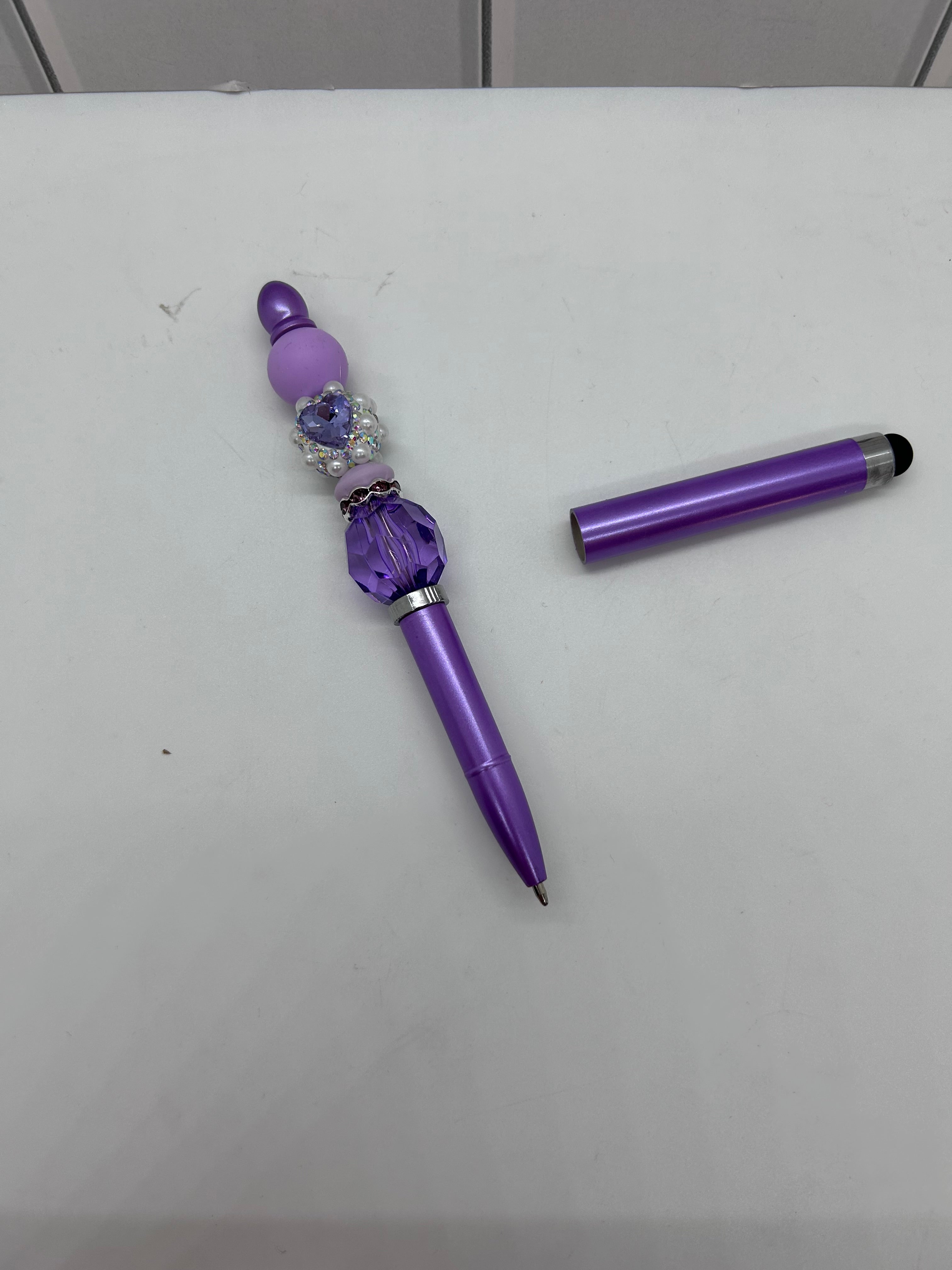 Beaded Stylus/Pen-Purple/Heart