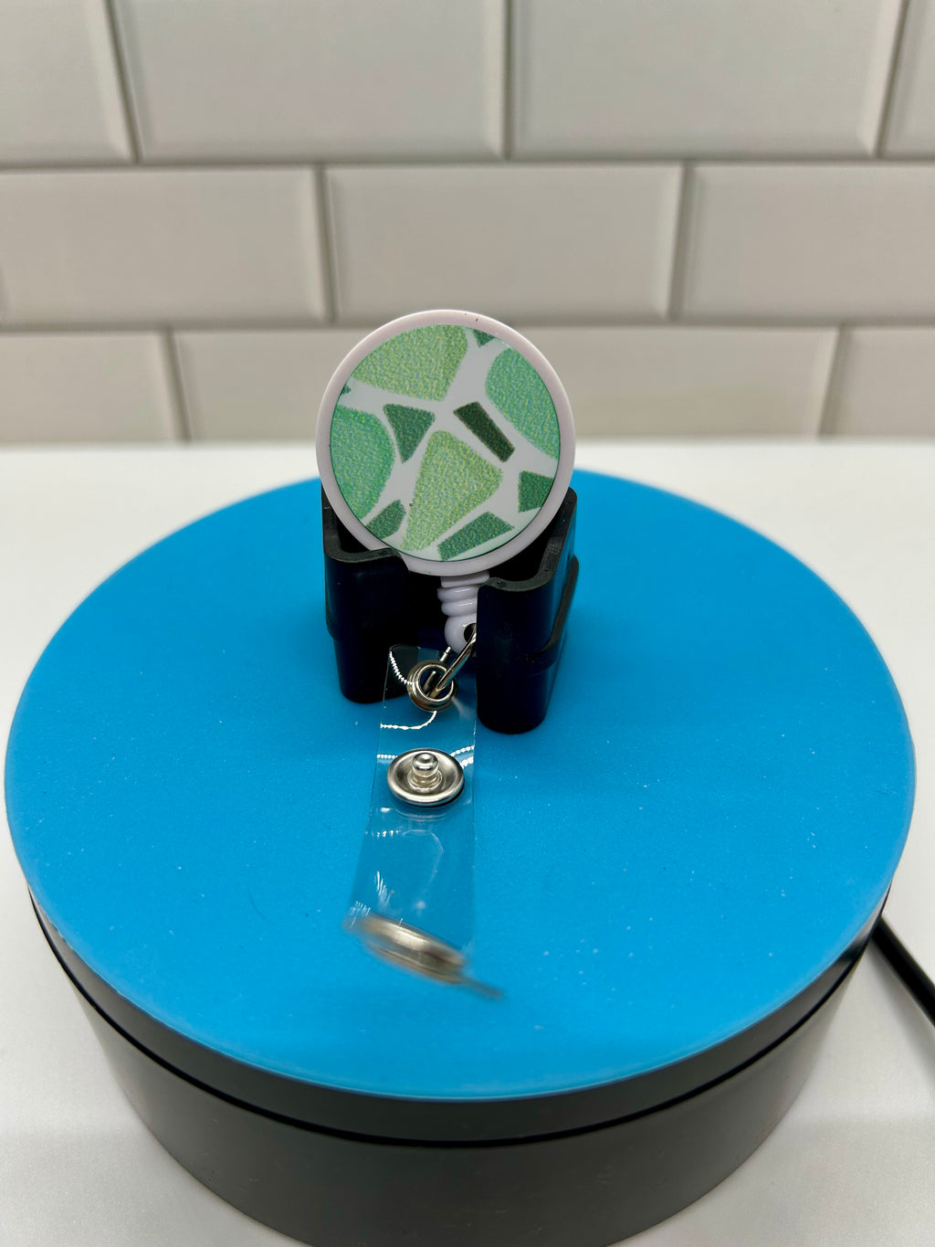 White Badge Reel with Design