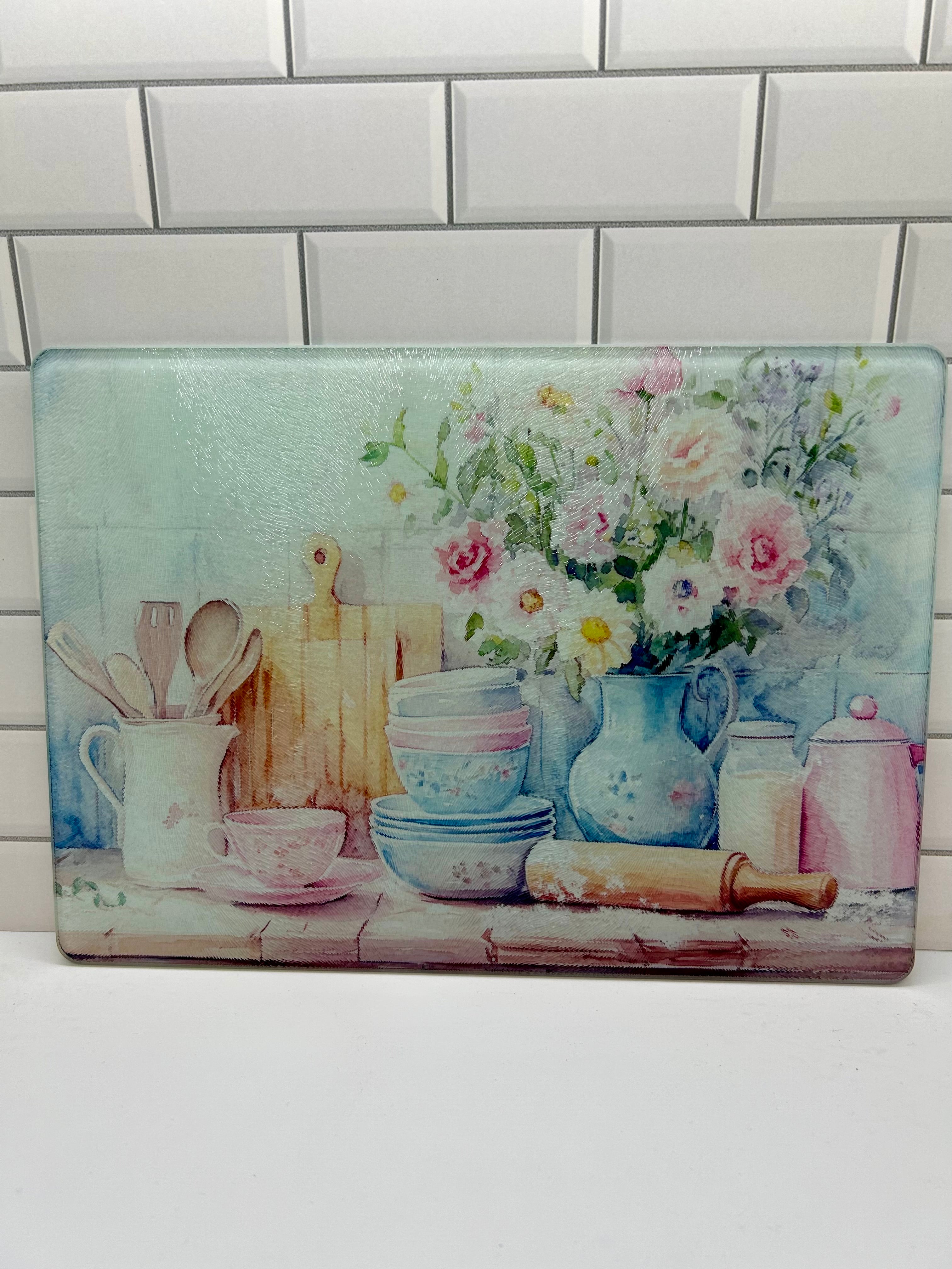 11x8 Glass Textured Sublimated Cutting Board with Beautiful Design