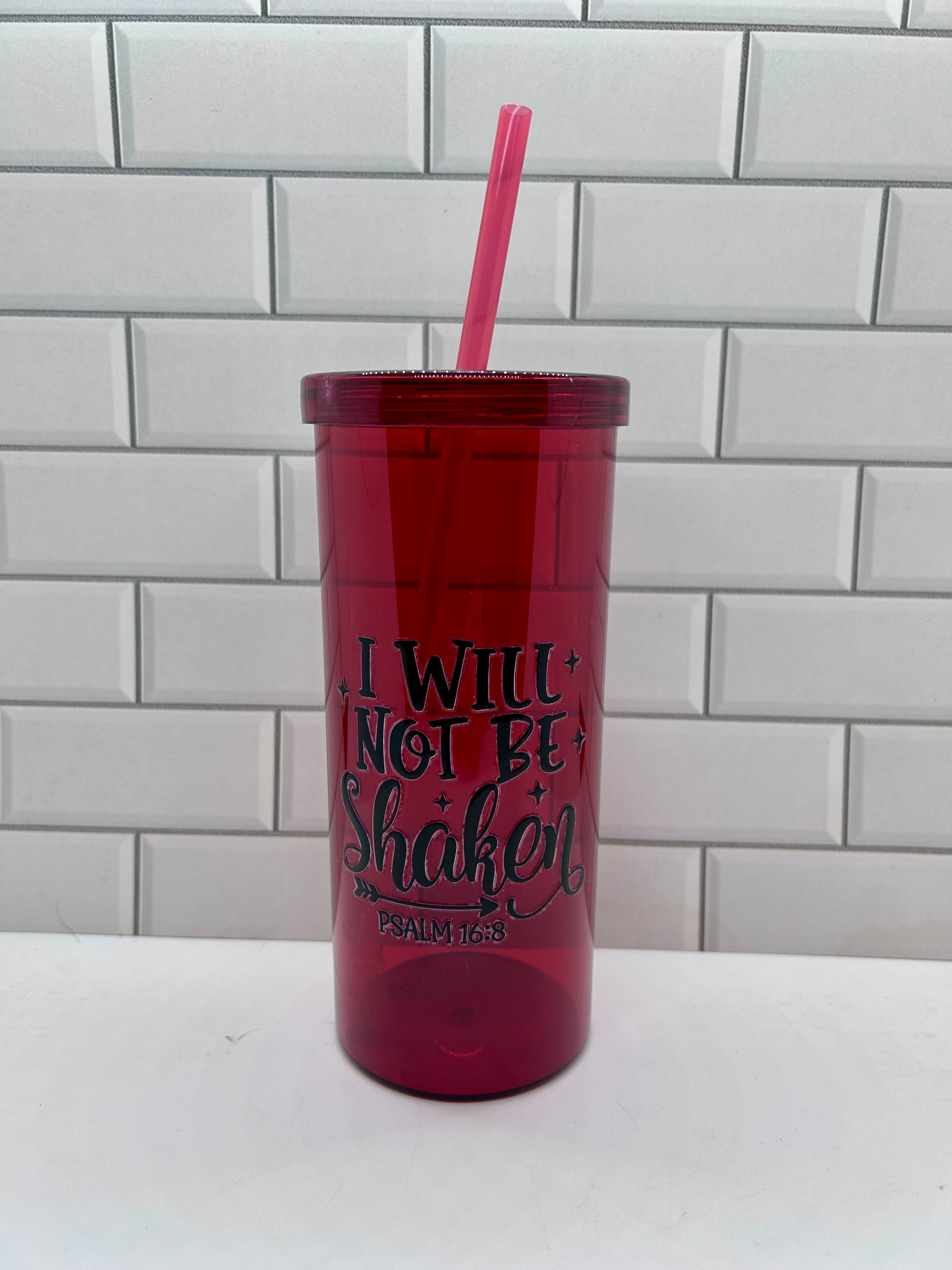 20 oz Acrylic Tumblers featuring Inspiration Design, Lid and Straw-Red