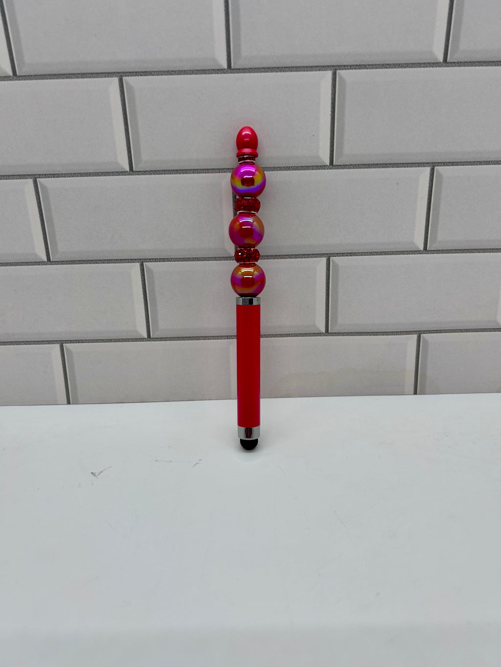 Beaded Stylus/Pen-Red Acrylic