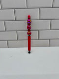 Beaded Stylus/Pen-Red Acrylic