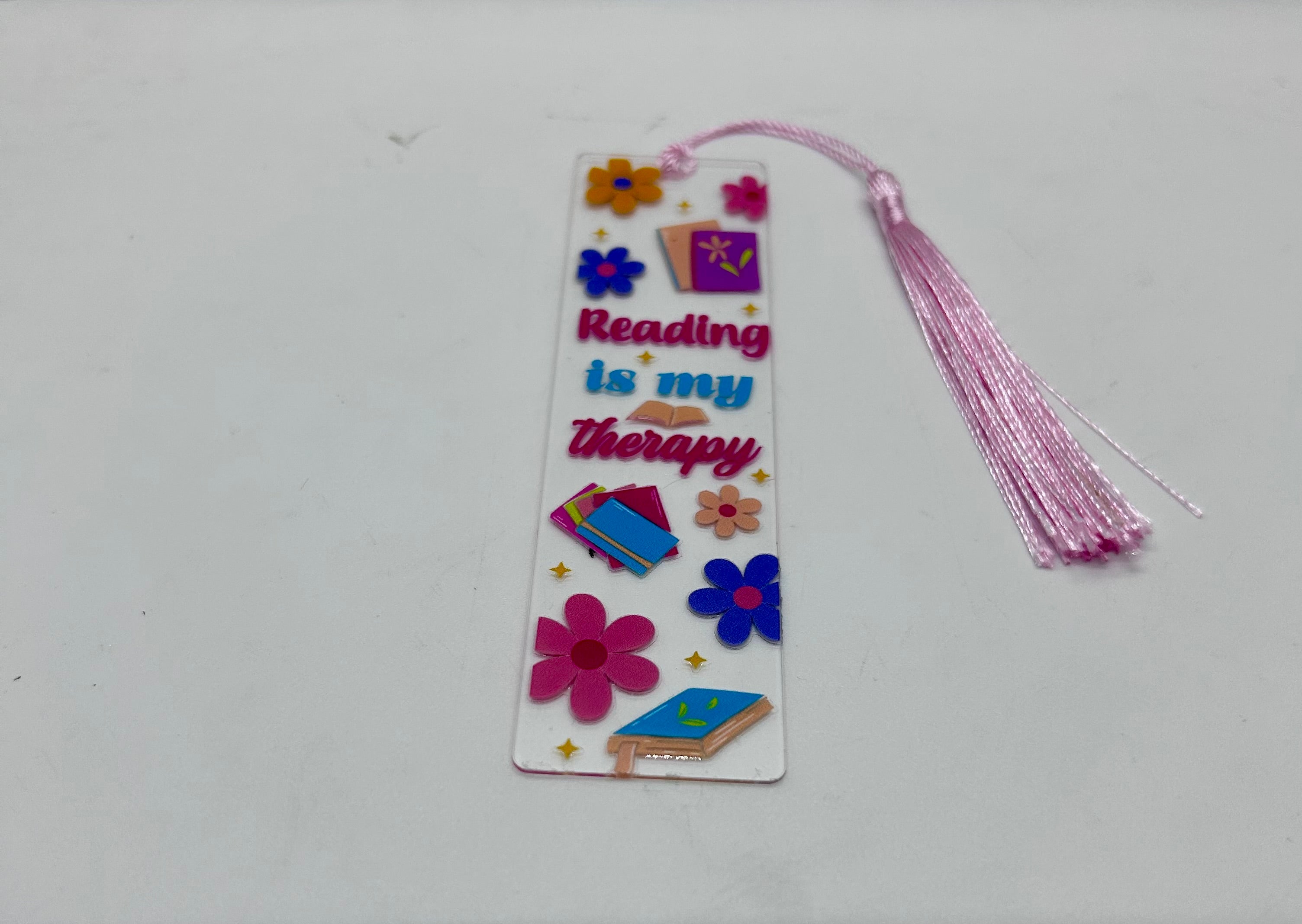 Acrylic Bookmark with Pink Colored Tassel, Bookish Theme
