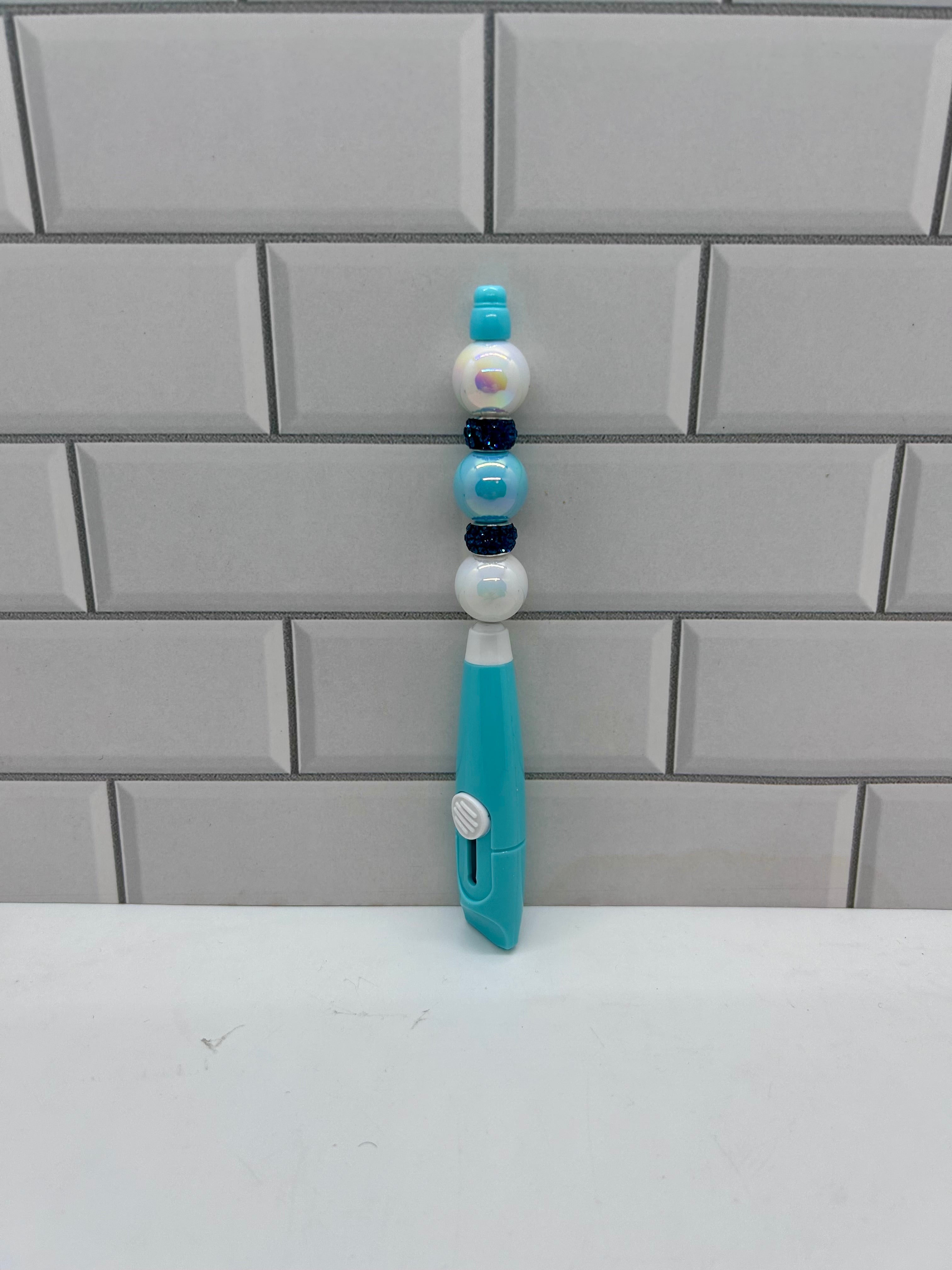 Beaded Box Cutter-Turquoise Acrylic