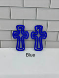 Acrylic  4 inch x 2.5 inch Jumbo Cross Paper Clips-Blue