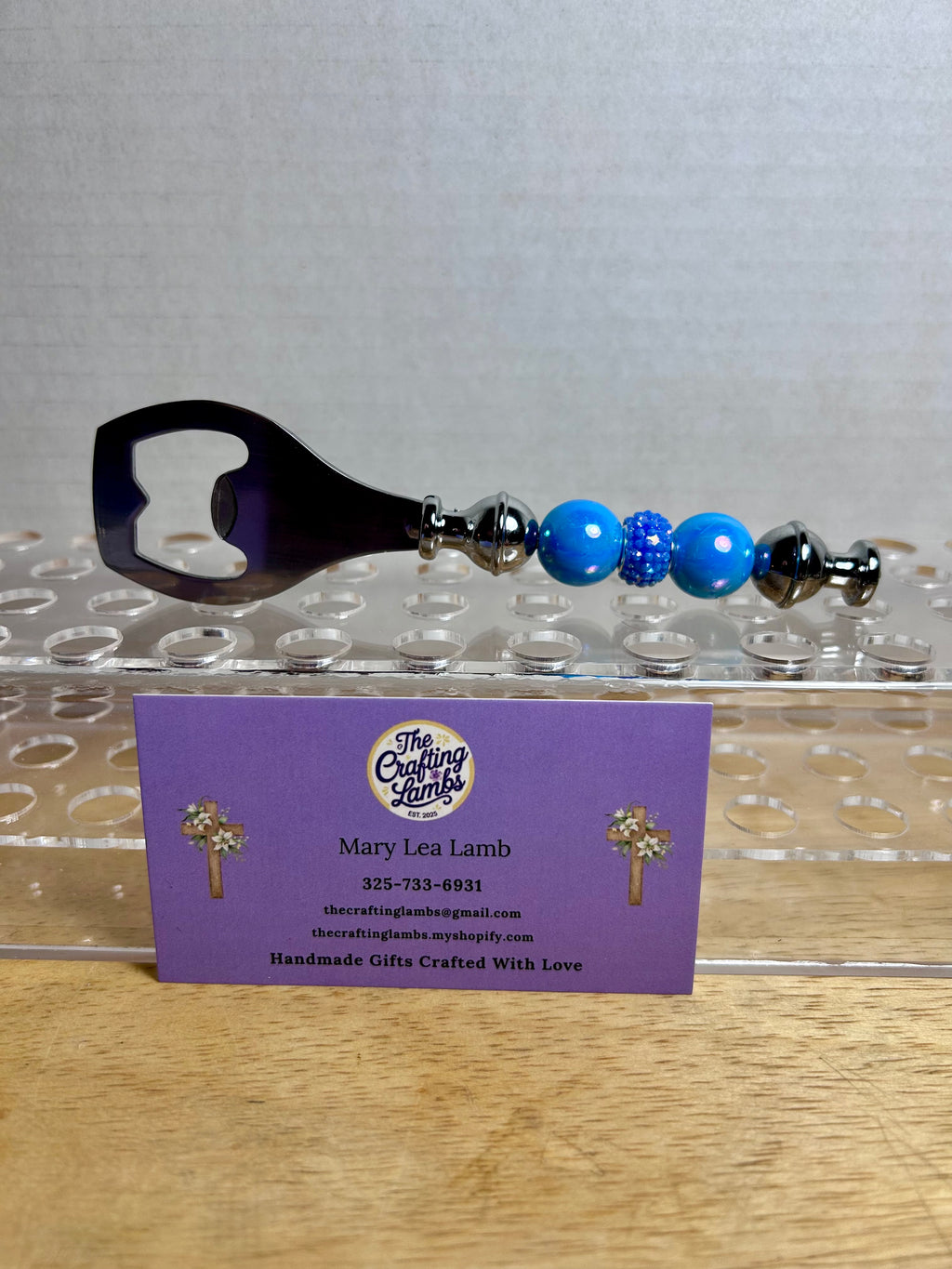 Beaded Bottle Opener-Blue