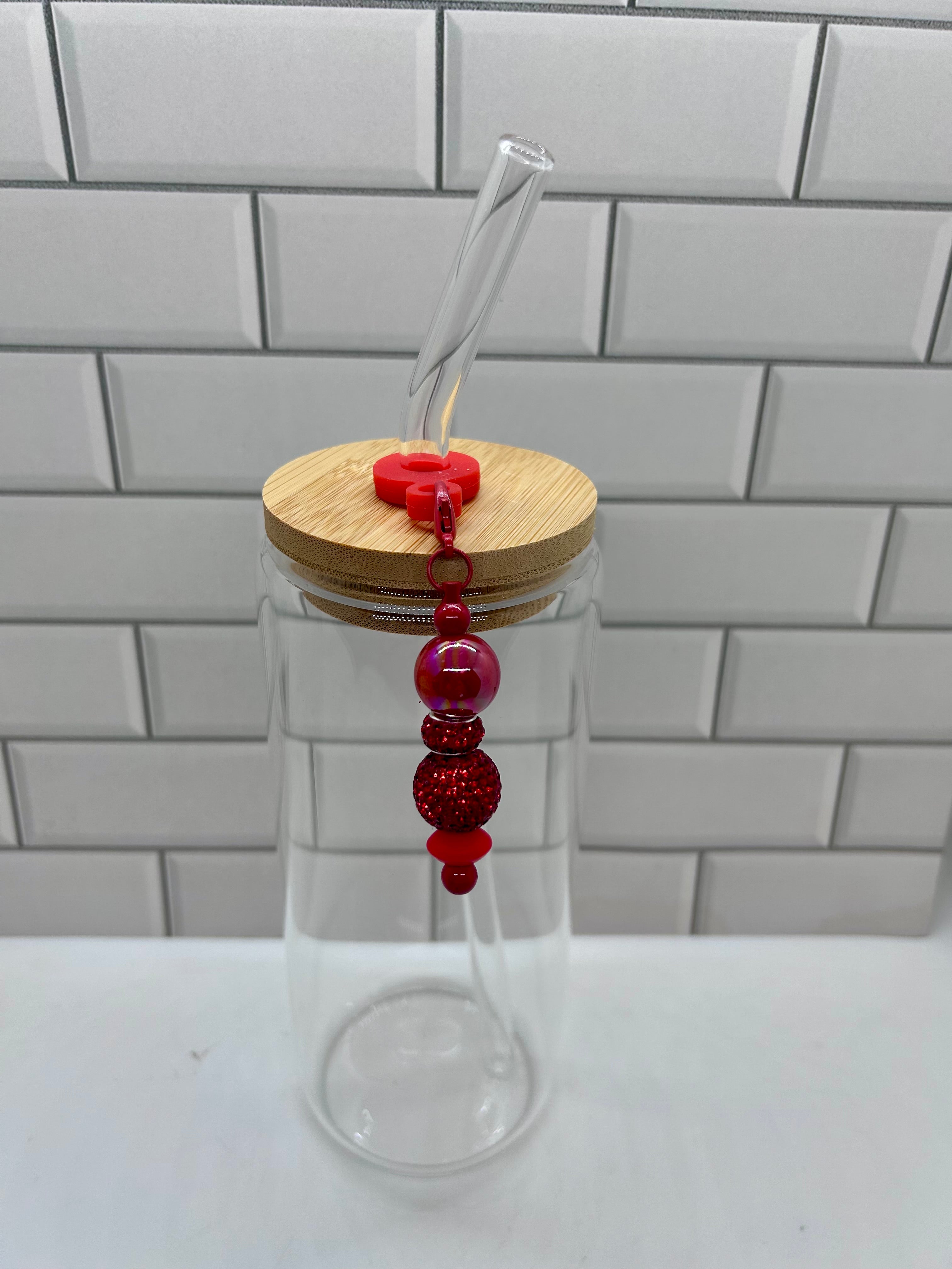 Beaded Straw Charm-Red