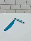 Metal Feather Beaded Bookmark-Turquoise