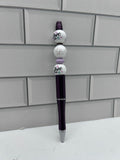 Stylo bille orné de perles, violet foncé avec thème d'inspiration