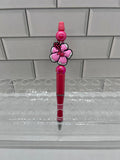 Beaded Ballpoint Pen-Pink w/ Flower Focal