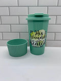 Gobelets en plastique chauds/froids de 530 ml avec motif d'inspiration - Vert