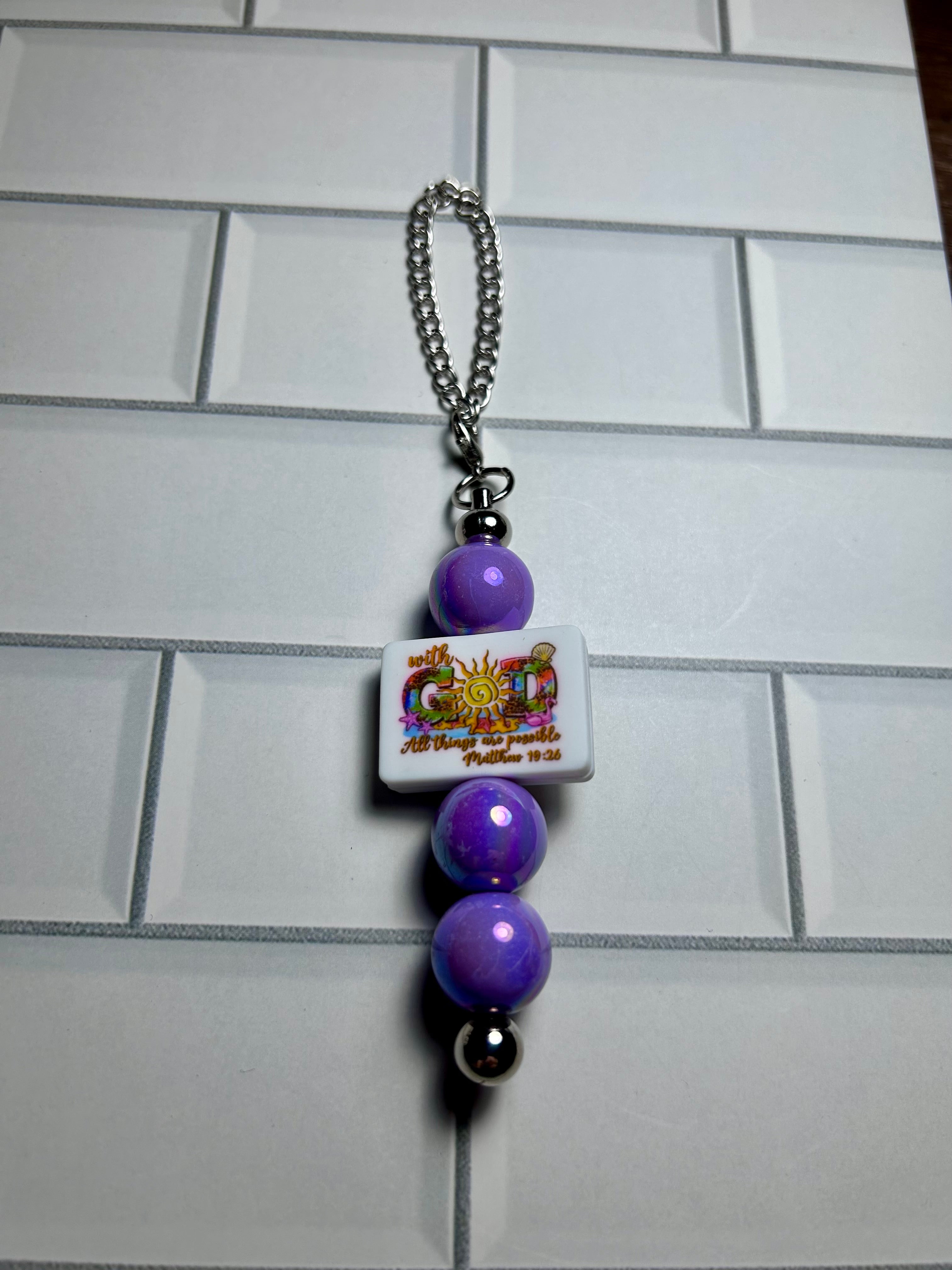 Beaded Cup Charm’s-Purple Acrylic with Focal