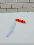 Metal Feather Beaded Bookmark-White