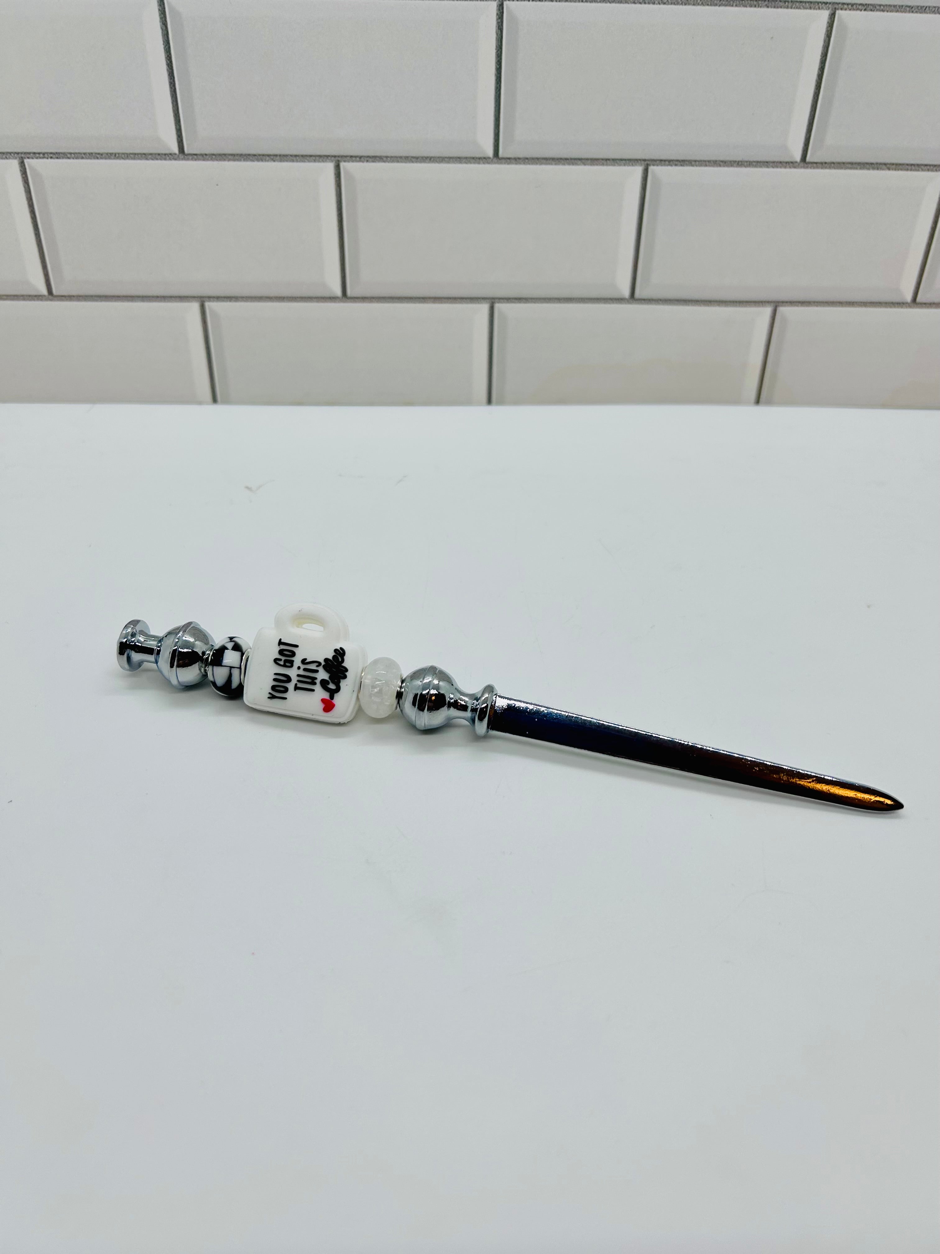 Beaded Letter Opener-Multi Color Silicone with Coffee Theme Focal