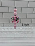 Beaded Pokey/Weeding Tool-6 inch-Pink/Bow