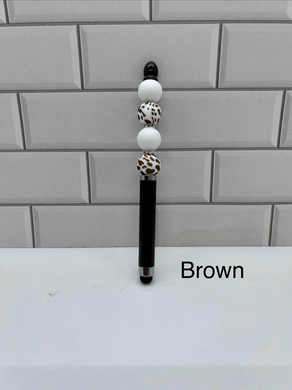 Beaded Stylus/Pen-Brown Silicone