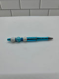 Beaded Ballpoint Pens-Metallic Teal Acrylic