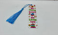 Marque-page en acrylique avec pompon bleu, thème littéraire