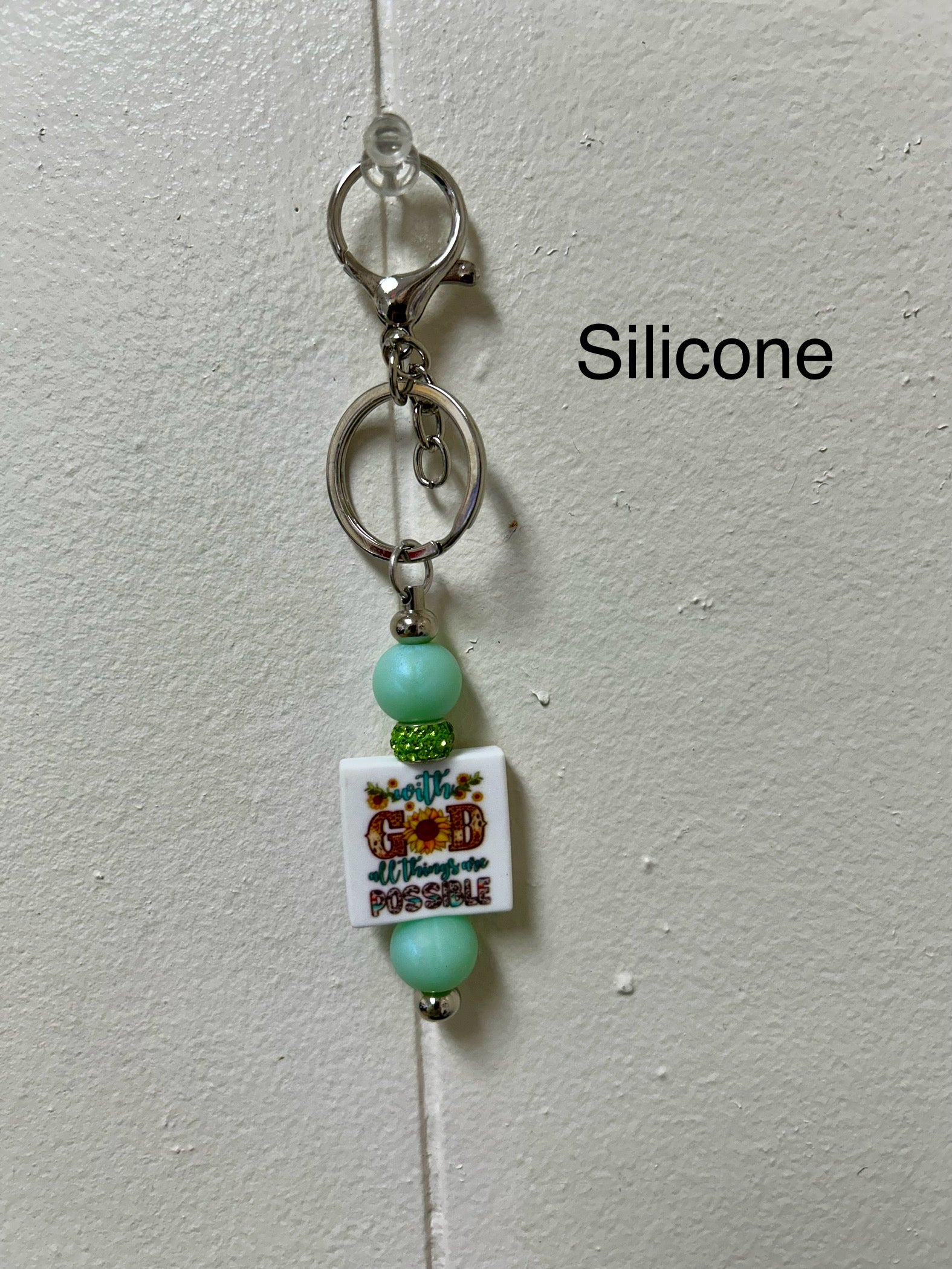 Silicone Beaded Keychain with Christian Focal