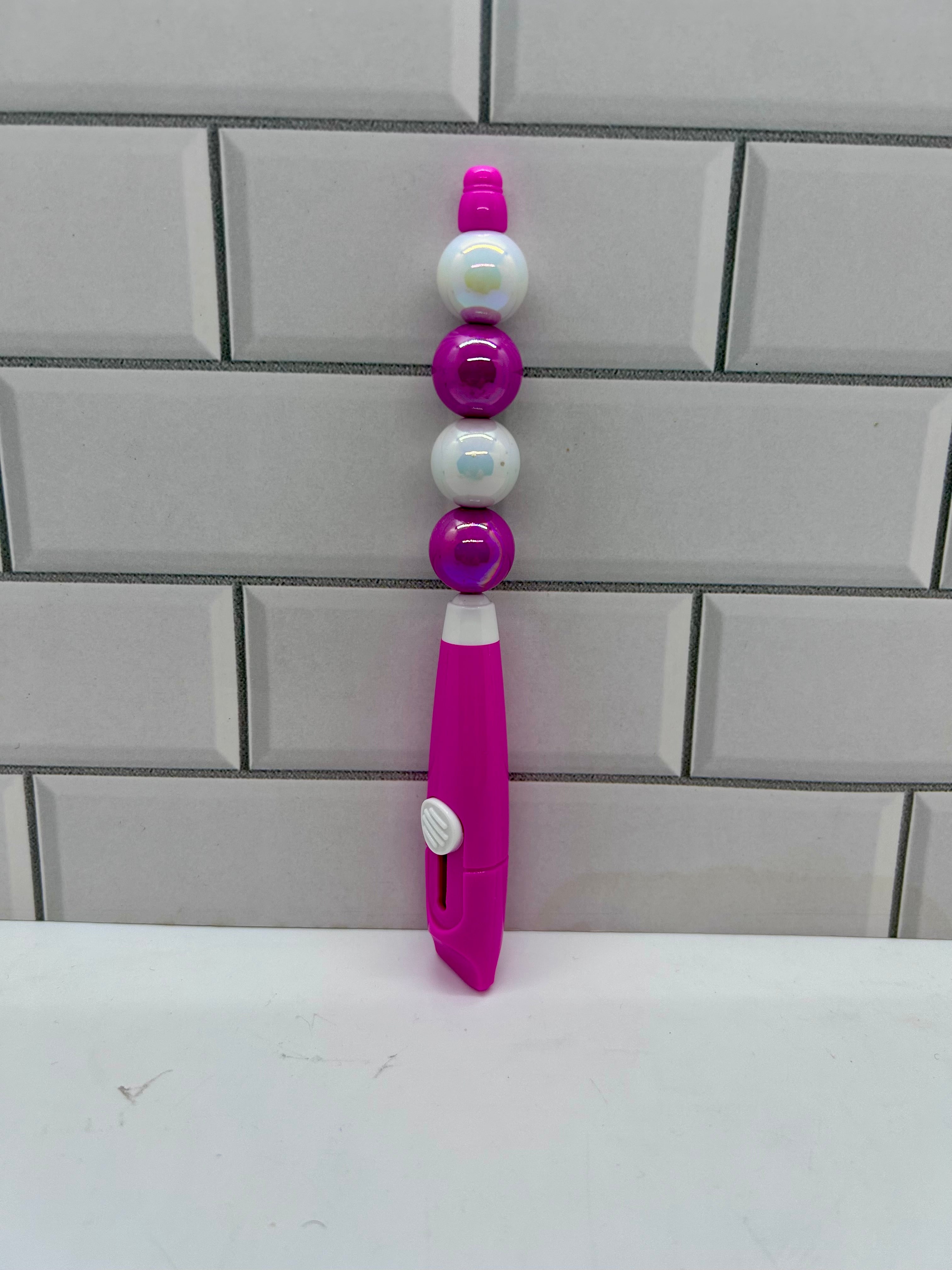Beaded Box Cutter-Fuchsia Acrylic