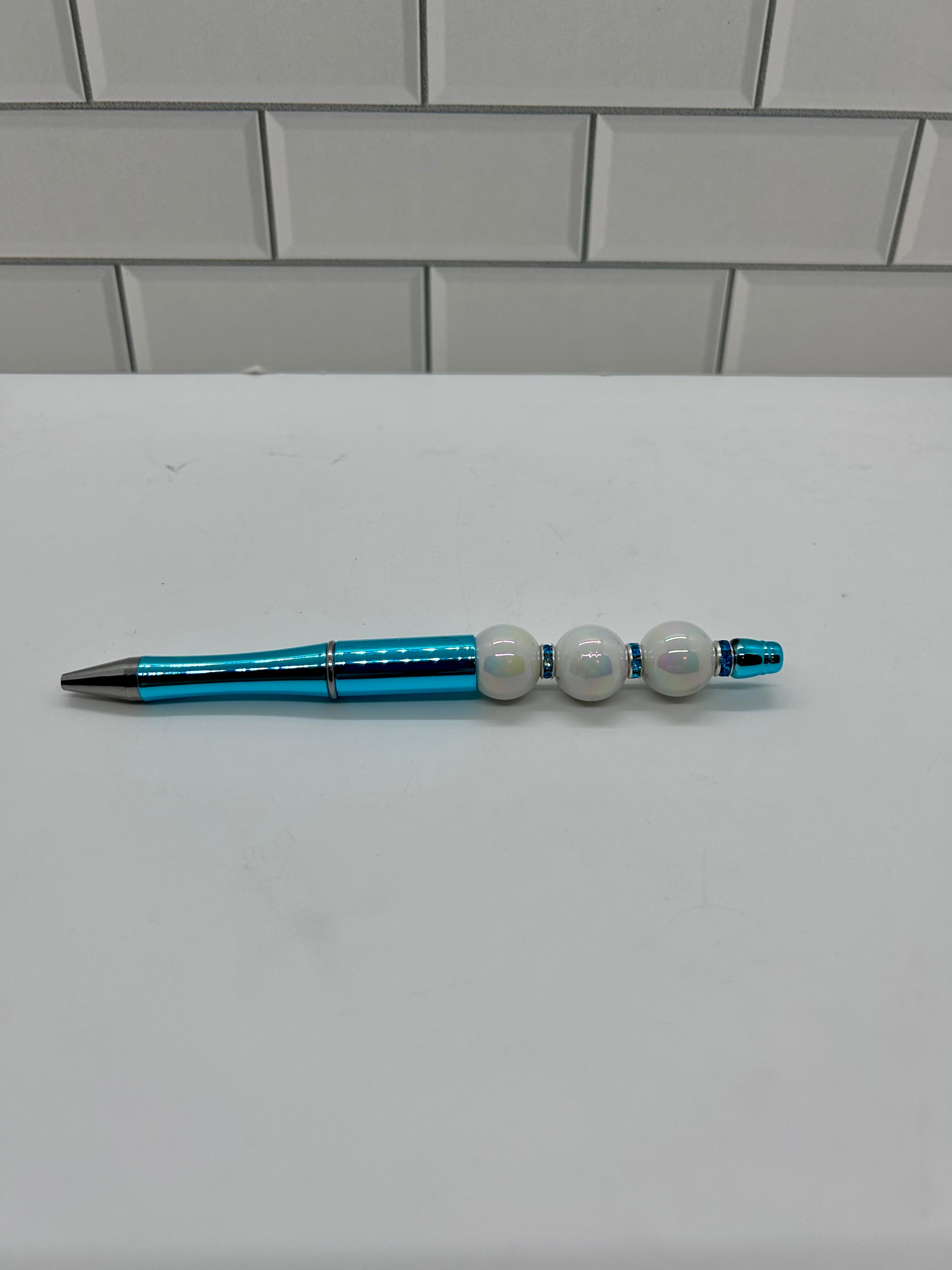 Stylo bille sarcelle métallique acrylique