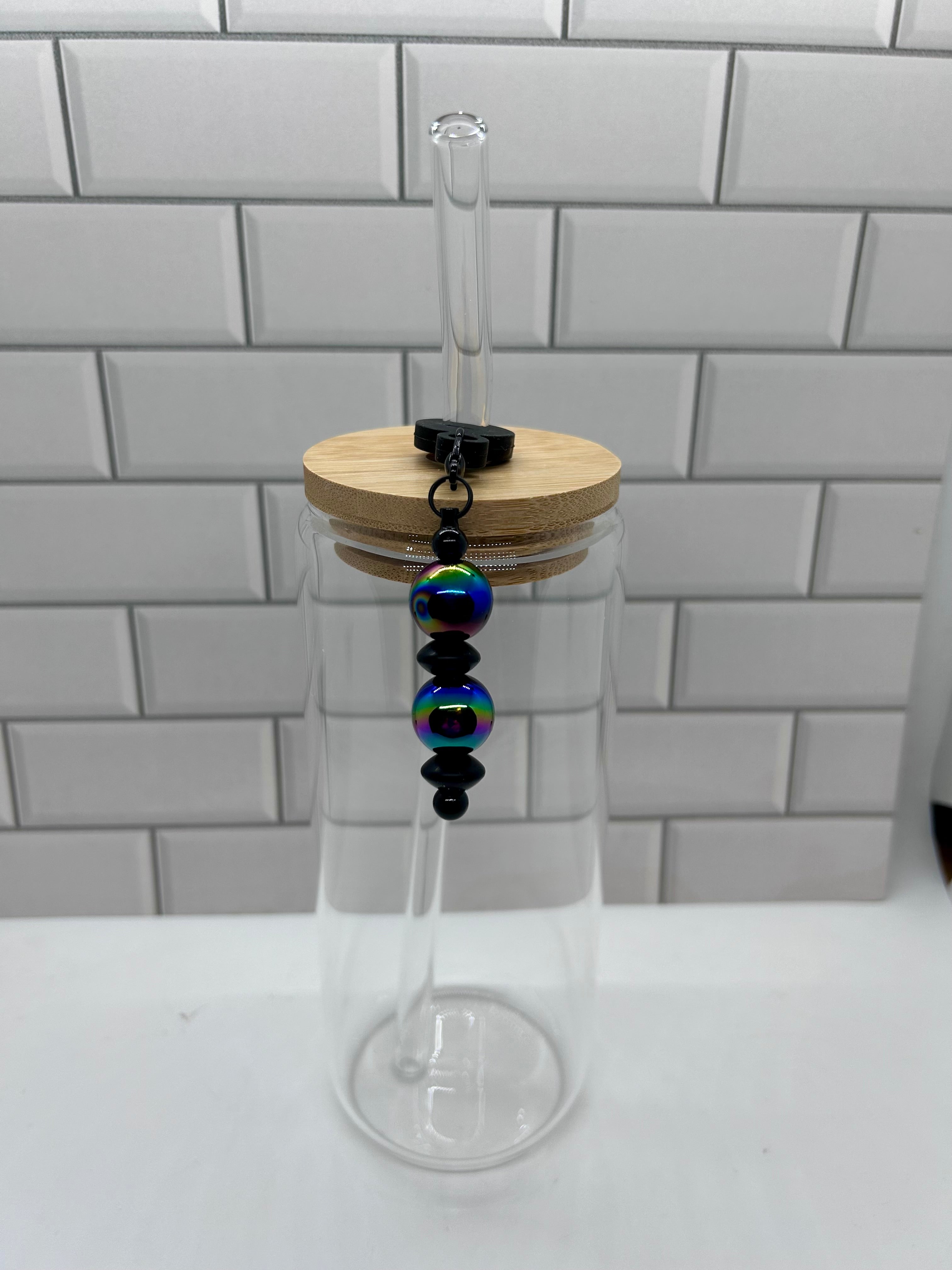Beaded Straw Charm-Black