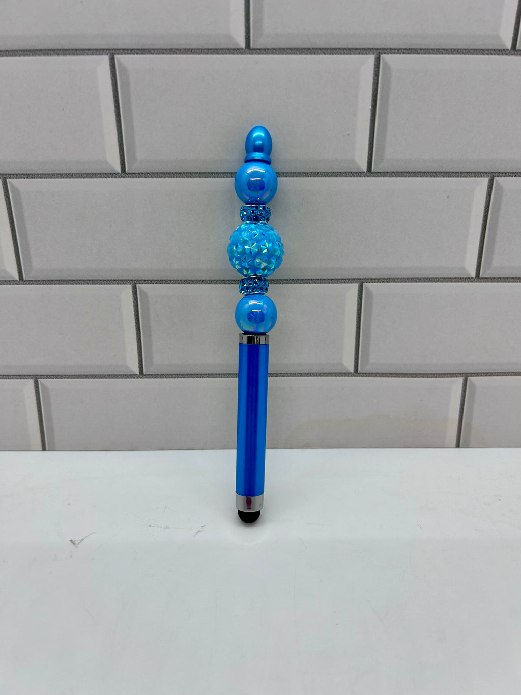 Beaded Stylus/Pen-Blue Acrylic