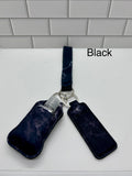 Neoprene Wristlet Keychain with Sanitizer Holder, Empty Bottle and Lip Balm Holder-Black