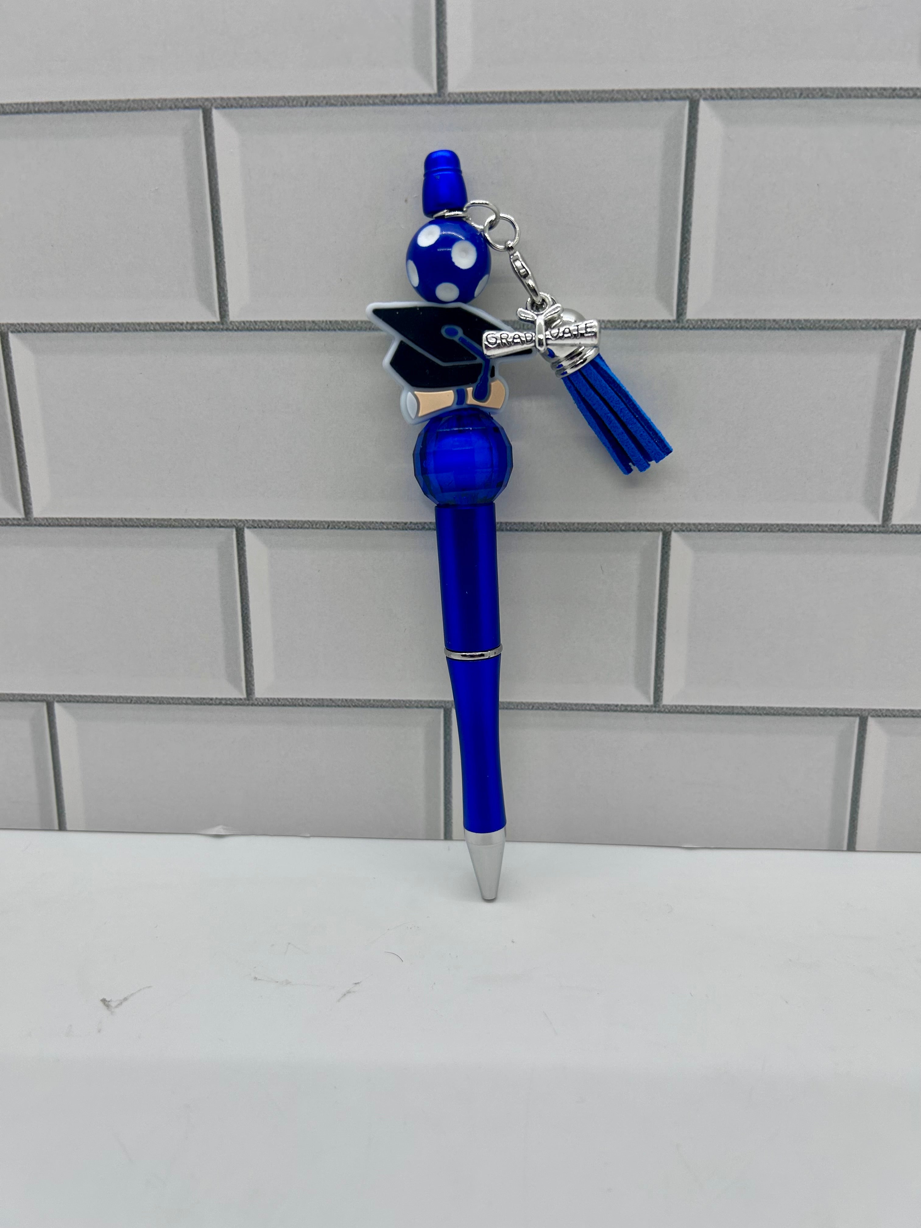 Stylos bille perlés-Bleus avec thème de remise de diplôme