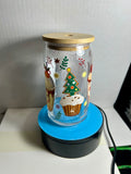 16 oz Glass Tumbler, Glass Straw featuring a Beautiful Christmas Design