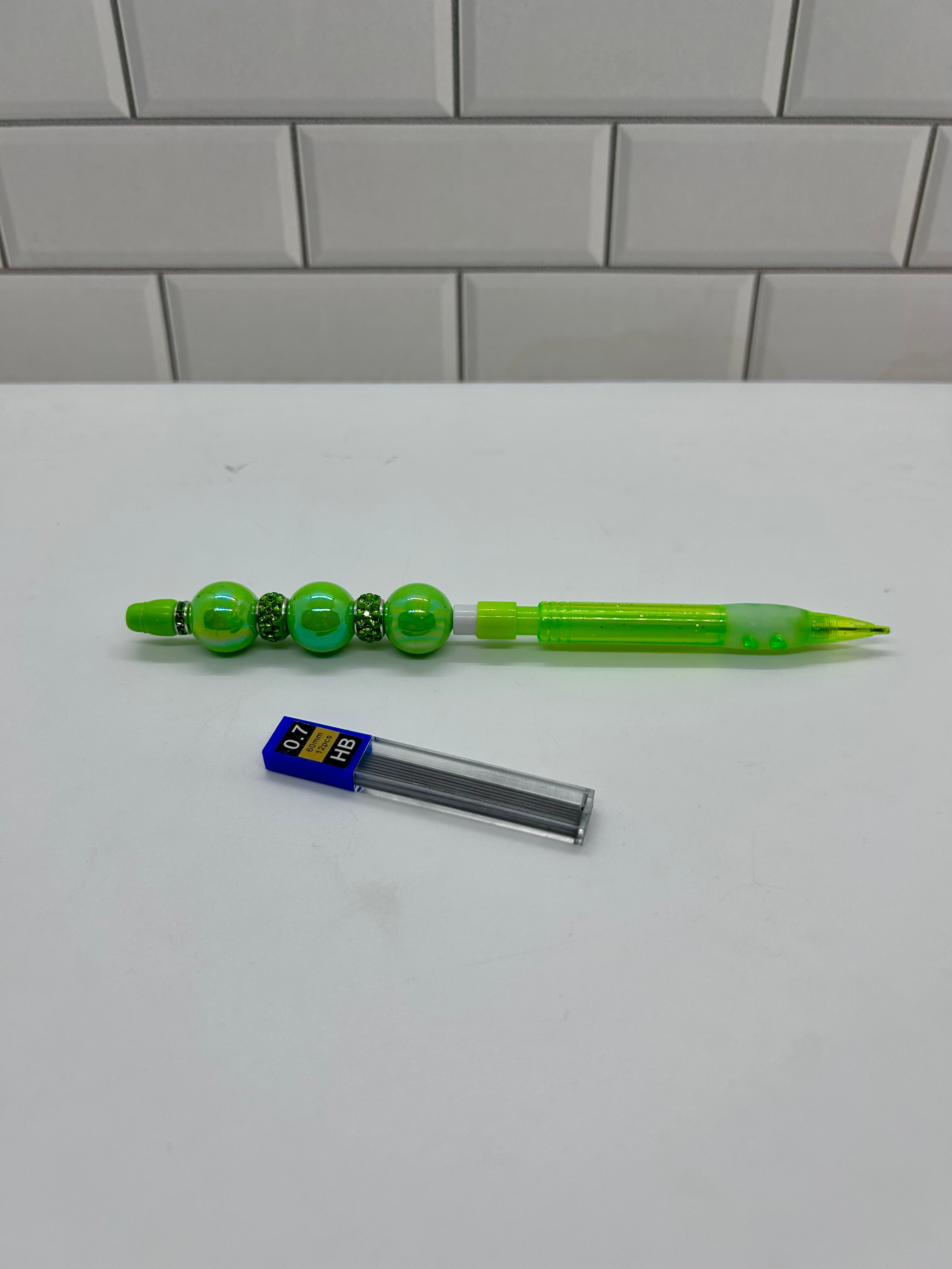 Beaded Mechanical Pencil-Green Acrylic
