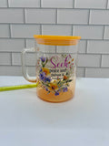 16 oz Ombre Glass Tumbler Mug, Yellow with Scripture Theme