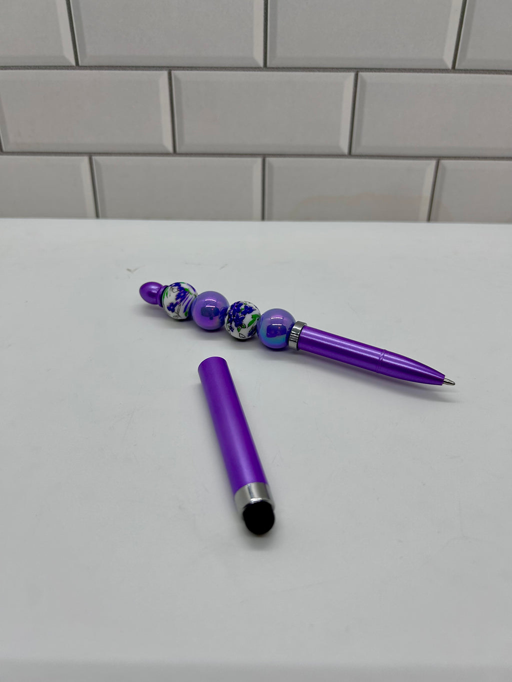 Stylet/Stylo Perlé - Acrylique et Silicone Violet