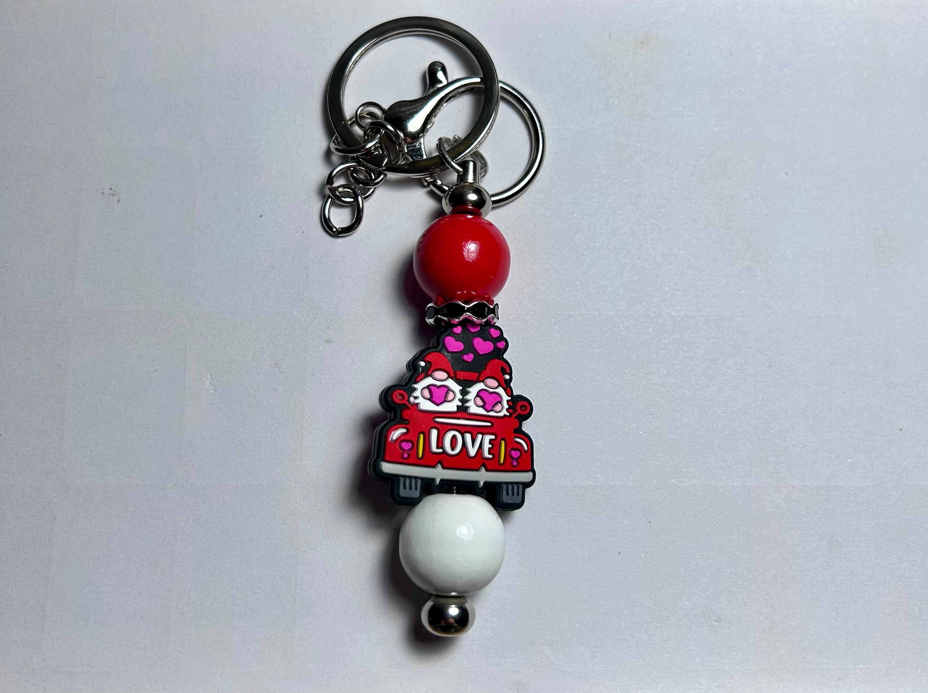 Porte-clés à perles thème Saint-Valentin
