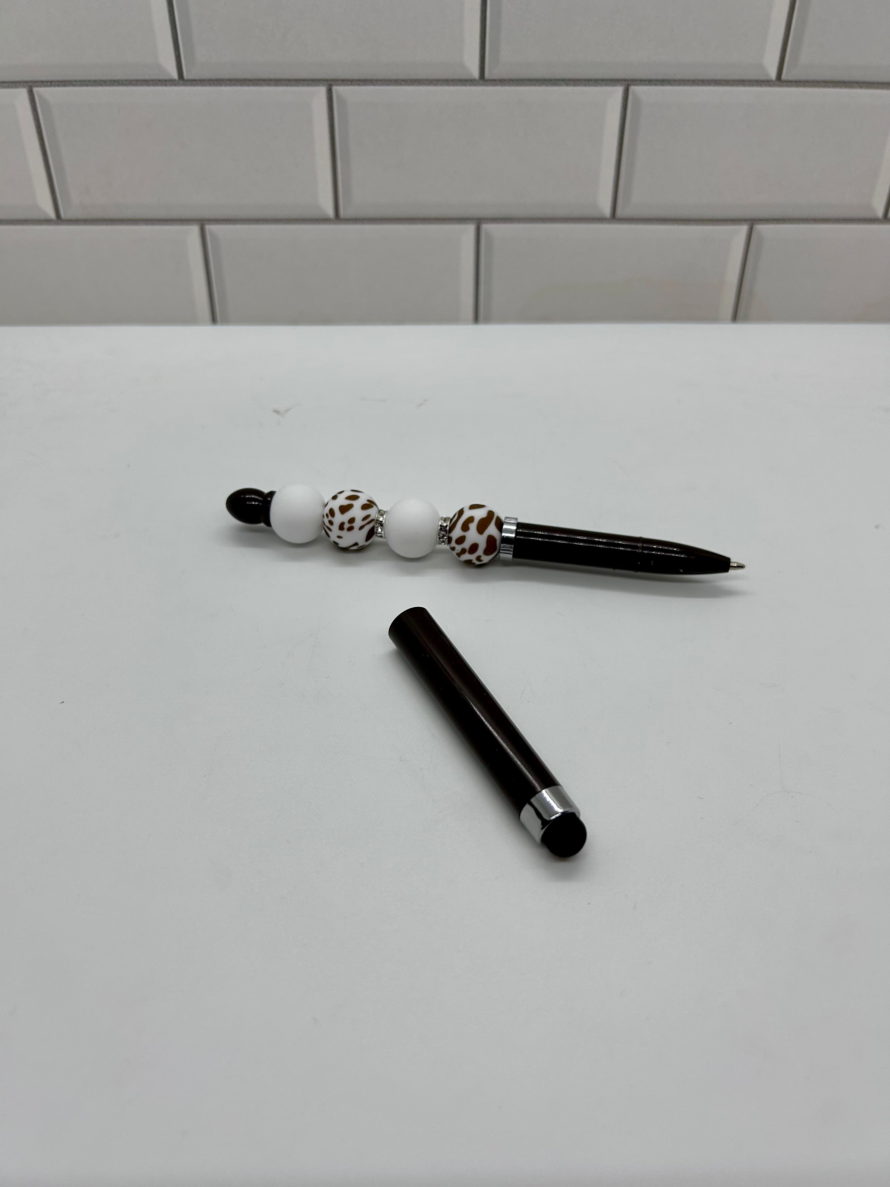 Beaded Stylus/Pen-Brown Silicone