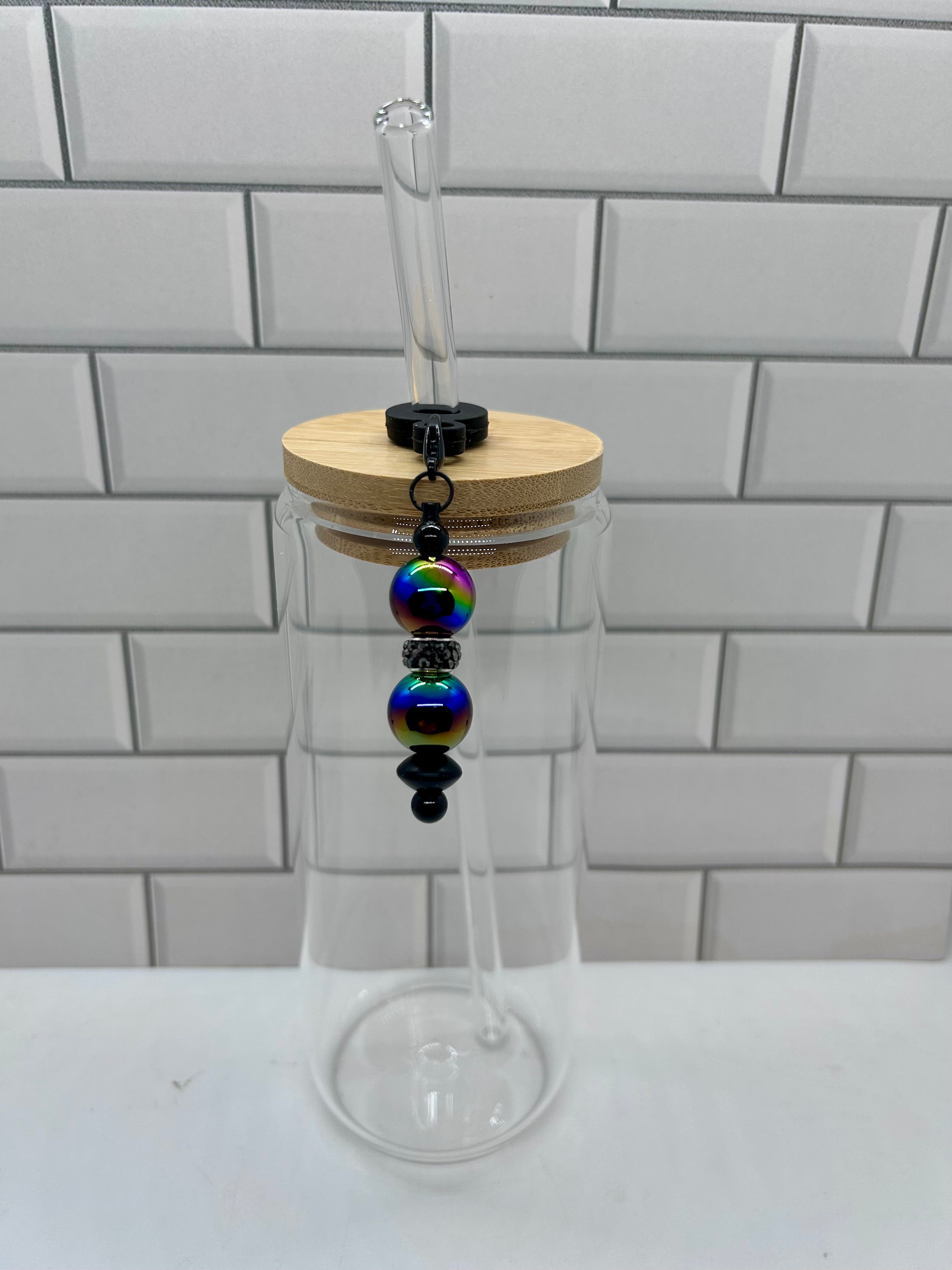 Beaded Straw Charm-Black