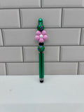 Beaded Stylus/Pen-Green Silicone with Floral Focal