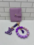 I.D. Wristlet Keychain Bundle-Purple with Purple LV Charm