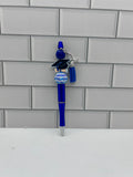 Beaded Ballpoint Pens-Blue with Graduation Theme