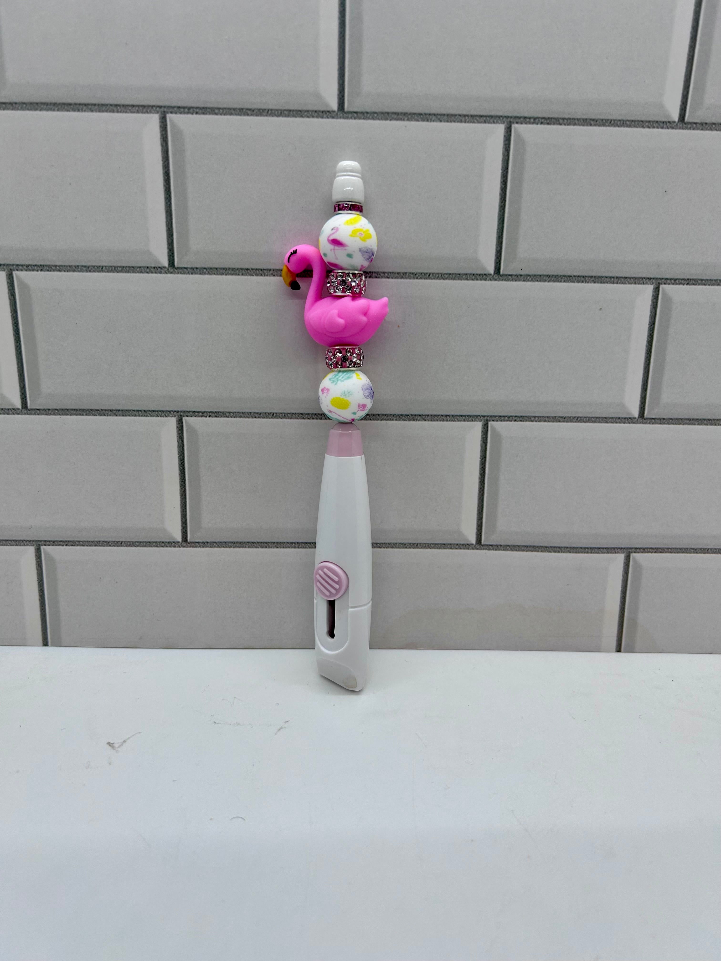 Cutter à perles - Silicone blanc avec flamant rose